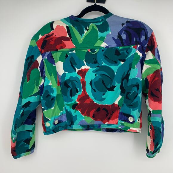 Esprit Collection Vintage Women's Floral Art Crop Button Up Cotton Jacket Size M - Picture 4 of 5